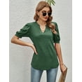 thumbnail image 6 of ZHENWEI Womens Casual V-Neck T-Shirts Loose Puff Short-Sleeve Tops Tunic Blouse, 6 of 8