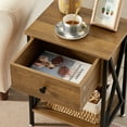 thumbnail image 6 of VECELO Nightstand with Drawer and Storage Shelf, Versatile X-Design End Tables for Living Room Bedroom, Light Brown, 6 of 7