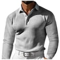 thumbnail image 2 of JTieacloth Collared T Shirt Men's Long Sleeve Lapel T Shirt Casual Holiday Shirts Tops Gray XXL, 2 of 4
