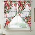 thumbnail image 2 of Cardinal Bird Swag Valances for Windows, Kitchen Window Curtains Over Sink, Winter Poinsettia Pine Cones Berry Wood Window Treatment Curtains for Living Room/Bedroom Curtains 2 Panel Sets 36"x45", 2 of 8