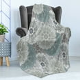 thumbnail image 4 of Grey Soft Flannel Fleece Throw Blanket, Tile Art Mandala with Oriental Touch of the Eastern Style Motif Illustration, Cozy Plush for Indoor and Outdoor Use, 50" x 70", Blue, by Ambesonne, 4 of 5