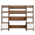 thumbnail image 3 of Modway Bixby 3-Piece Wood Office Desk and Bookshelf in Walnut White, 3 of 5