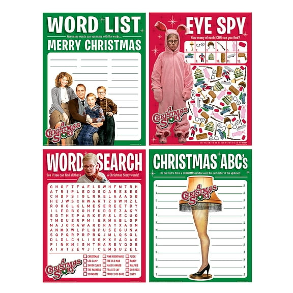 8 1/2" x 11" Bulk 96 Pieces A Christmas Story Paper Family Games