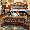 thumbnail image 3 of meiyoeat Vintage Cowboy Horse Aztec Print Full Size Comforter Sets For Boys,Rustic Western Pattern Bedding Comforter Set,Reversible,3 Pieces,1 Comforter and 2 Pillowcases, 3 of 7