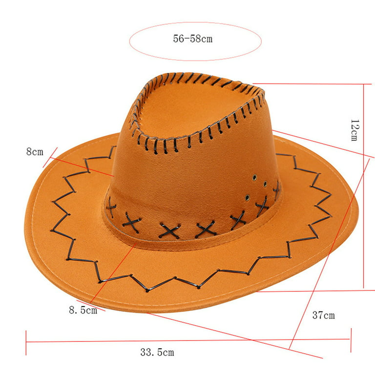 WEAIXIMIUNG Bucket Hat with Strings Adult Casual Solid Suture Summer  Western Fashion Cowboy Sun Hat Wide Brim Travel Sun Cap Orange 