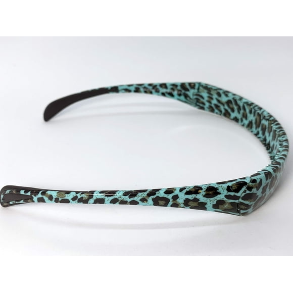 La diadema con bisagras SqHair se adapta como gafas de sol, brindando realce y estilo sin causar dolor de cabeza. Banda (leopardo-turquesa)