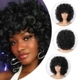 thumbnail image 4 of African Women's Wig Black African Small Curly Short Hair Fiber Head Cover Curly Afro Wigs For Black Women Baby Lights Hair Comb Lace Front Wigs Synthetic Hair for Women Human Curly Hair Wigs for Women, 4 of 6