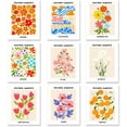 thumbnail image 2 of 9Pcs Color Flower Wall Art Prints Retro Abstract Art Poster Decor Unframed Floral Drawing Posters Tulip Lily City Name Wall Art Prints for Gallery Room Aesthetic Living Room Bathroom Decor, 2 of 9