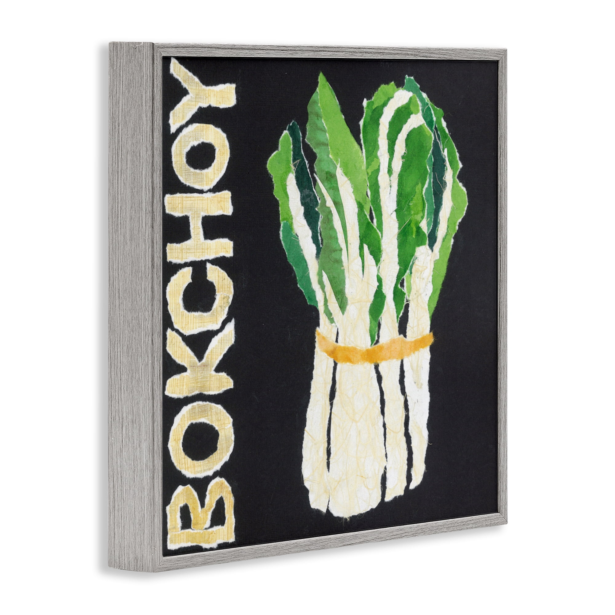 Stupell Industries Bok Choy Leafy Vegetable Gray Framed Giclee Art, design by Nancy Overton