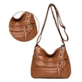 thumbnail image 4 of Ladies Cross Body Bag Messenger tote bag messenger bag Large Over Shoulder Handbag Long Strap Brown, 4 of 8