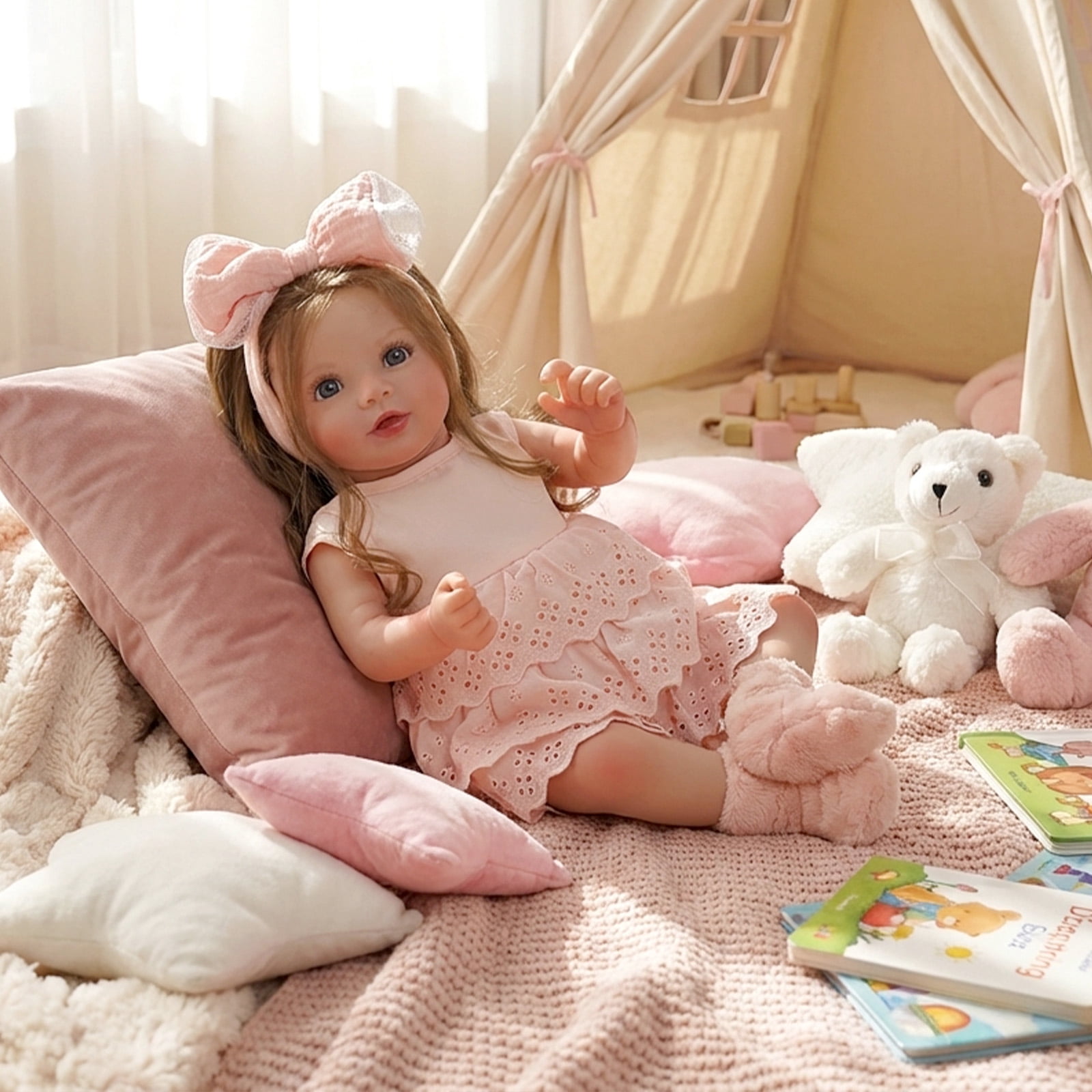 RSG Lifelike Reborn Baby Dolls - 20 Inch Baby Dolls Blond Girl Handmade Real Life Baby Dolls with Clothes for Kids Age 3+