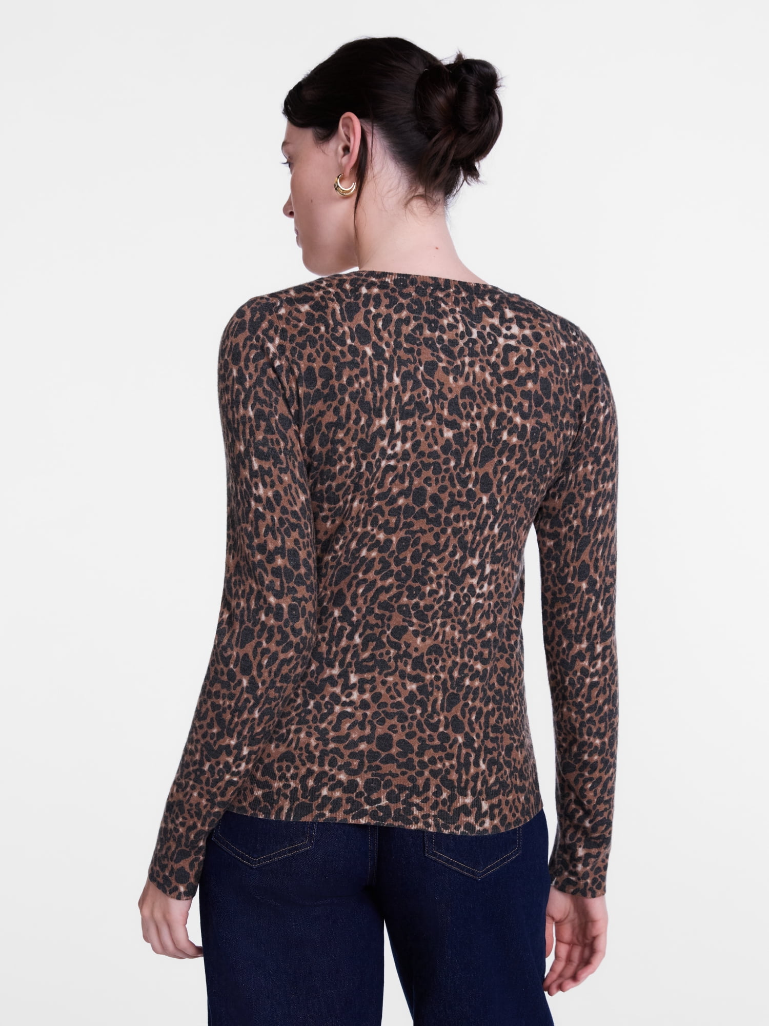 Scenario Women's Button Front Printed Cardigan Sweater, Lightweight, Sizes XS-XXXL