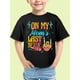 thumbnail image 1 of Boys' "On My Mom's Last Nerve" Graphic T-Shirt - Black Casual Summer Tee with Playful Lettering & Crown Design, Soft Cotton Blend, Machine Washable, Short Sleeve Round Neck Top for Youngsters, 1 of 5