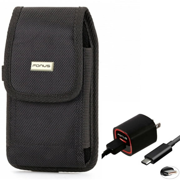 For Google Pixel 7/Pro/6a/6/Pro - Home Charger w Case Belt Clip, 2.4A USB Cable TYPE-C, Swivel Holster Rugged for Google Pixel 7/Pro/6a/6/Pro Phones