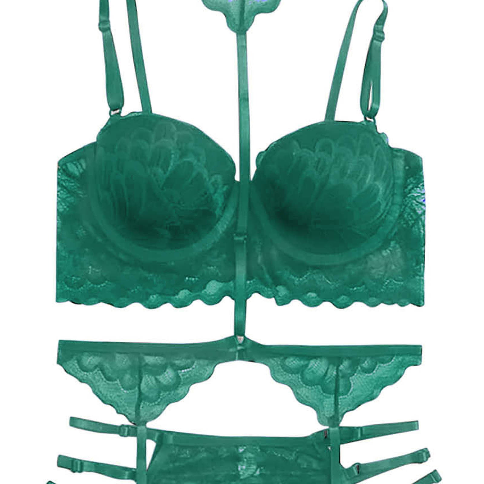 LYCKA LMM0135-Lady Two Piece Sexy Bra and Panty Lingerie Sets (Green) 2024, Buy LYCKA Online