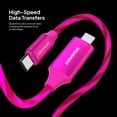 thumbnail image 5 of Powertek Light-Up USB-C to USB-C Fast Charging Cable, 60W, 5 ft, Pink, 5 of 7