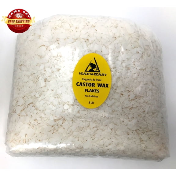 CASTOR WAX FLAKES ORGANIC VEGAN PASTILLES BEADS PREMIUM NATURAL PURE 48 OZ, 3 LB