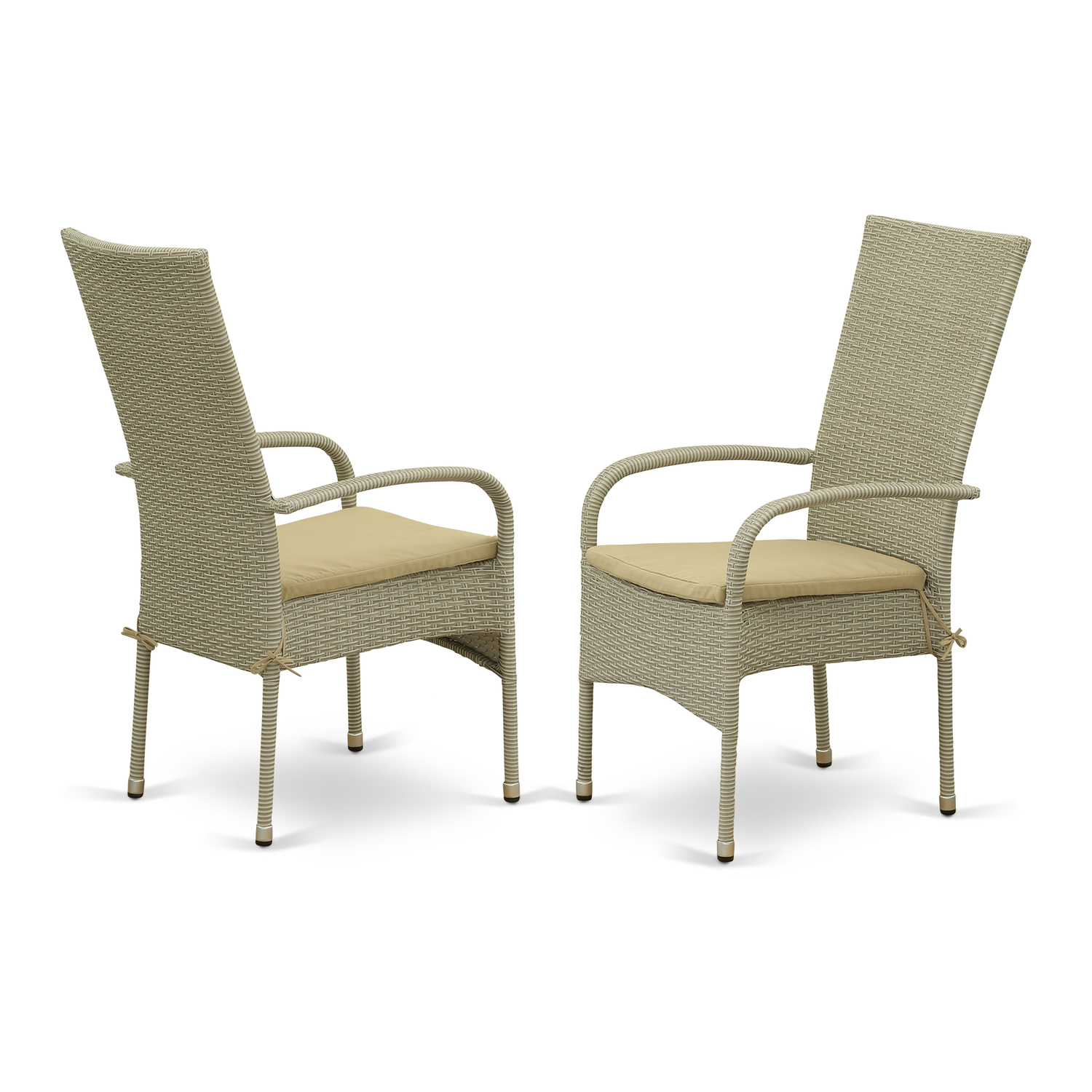 Set of 2 Chairs OSLC103A OSLO PATIO CHAIR WITH CUSHION, NATURAL LINEN WICKER, AND BEIGE CUSHION - image 2 of 3