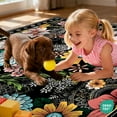 thumbnail image 2 of Bleum Cade Floral Area Rug for Living Room 5x7, Boho Washable Rug, Soft Faux Wool Indoor Rug Carpet for Living Room Bedroom, Black, 2 of 8