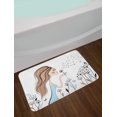 thumbnail image 2 of Girls Bath Mat, Fashion Woman with Dandelion Flower Spring Wind Garden Sketchy Illustration, Non-Slip Plush Mat Bathroom Kitchen Laundry Room Decor, 29.5 X 17.5 Inches, Warm Taupe Blue, Ambesonne, 2 of 2