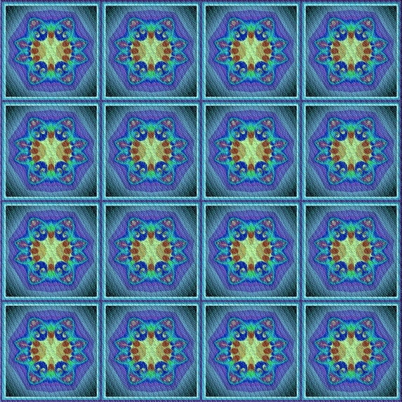 Ahgly Company Machine Washable Indoor Square Transitional Sapphire Blue Area Rugs, 7' Square