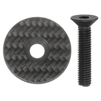 Uxcell 1-1/4 OD Bicycle Headset Stem Top Cap Carbon Fiber Cycling Headset Cover Stem with Black M6 Bolt for Mountain Road Bike MTB