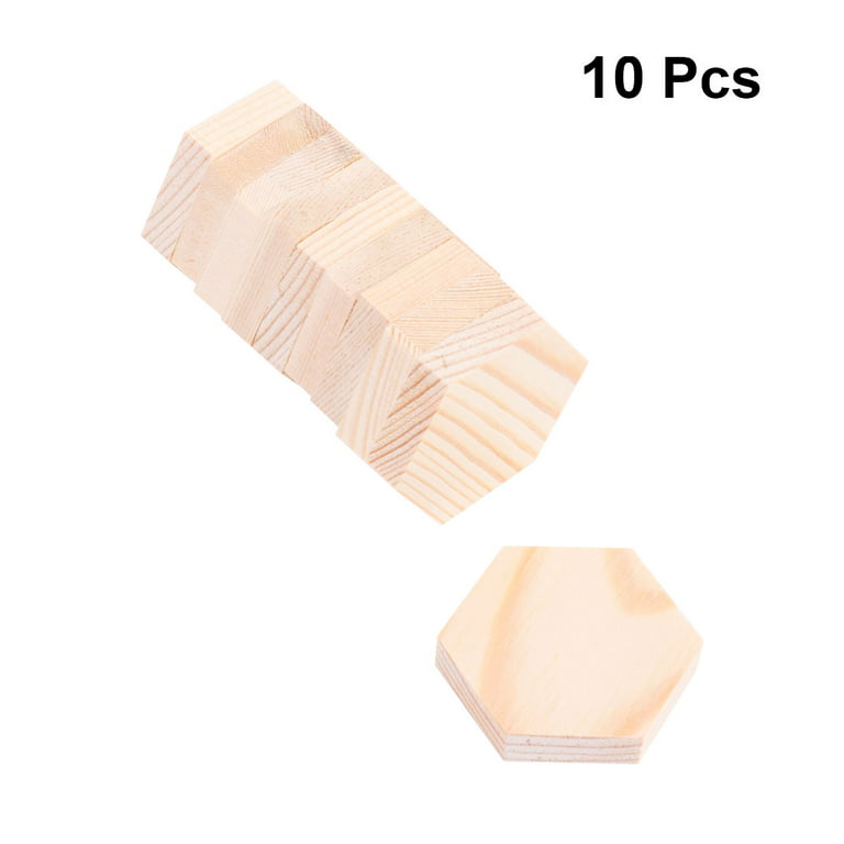 10PCS Wooden Plank Polygonal Wood Block Hexagon Profiled Solid Wood Block  Manual DIY Special-shaped Wooden Boards for Crafts Mak 