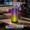 thumbnail image 3 of 1 Hora Bocina Bluetooth Portatil 10W, 2400mAh Altavoz Inalámbrico con Iluminación RGB Ajustable, Emparejamiento Dual TWS, para Interiores y Exteriores, Regalo de Cumpleaños Perfecto (Negro),Rojo, 3 of 13