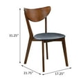 thumbnail image 4 of Set of 2 Black Leatherette Dining Chairs with Walnut Legs - Mid-Century Modern Style, 4 of 5