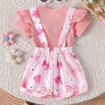 thumbnail image 6 of Hiijoy Infant Girls Summer Outfits Ruffle Short Sleeve Ribbed Romper Bow Print Overall Shorts, Sizes 18-24M, 6 of 8