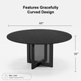 thumbnail image 5 of Cinna 60" Soild Wood Dining Table Rattan Round Kitchen Table, Black, 5 of 6