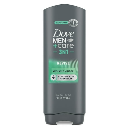 Dove Men Care Revive Hydrating 3-in-1 Tea Tree Oil Body Wash for Men All Skin, 18 oz