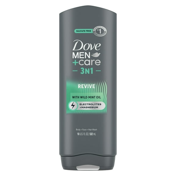 Dove Men Care Revive Hydrating 3-in-1 Tea Tree Oil Body Wash for Men All Skin, 18 oz