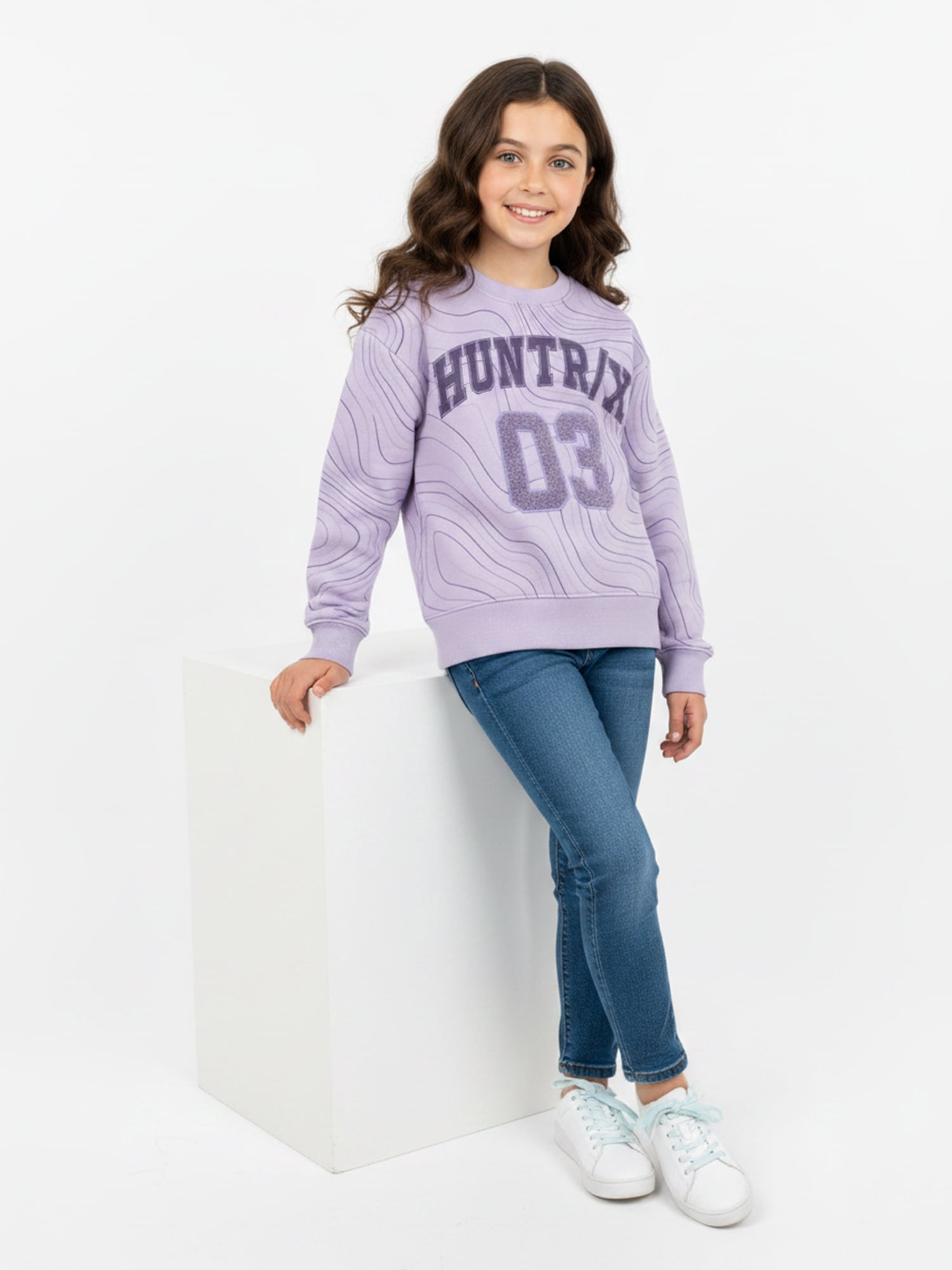 K Pop Demon Hunters Huntrix Girls Graphic Fleece Crewneck Sweatshirt, Sizes 4-16