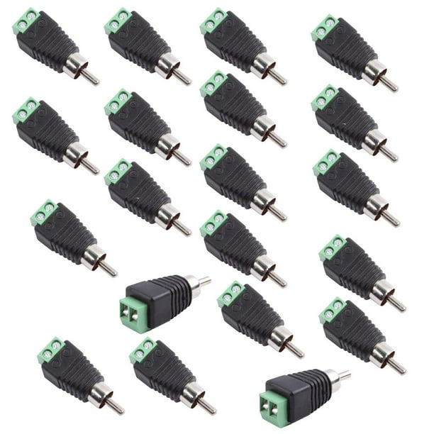 20piezas Cable de Accesorios de Cables Conector Electrónica para Vehículo Hugo Terminal de tornillo Phono RCA a AV