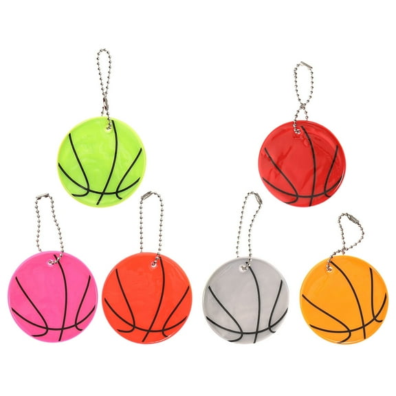 WEUVEB Basketball Reflective Pendant PVC Keychain Assorted Colors 6 Pieces Sports Accessories Decoration