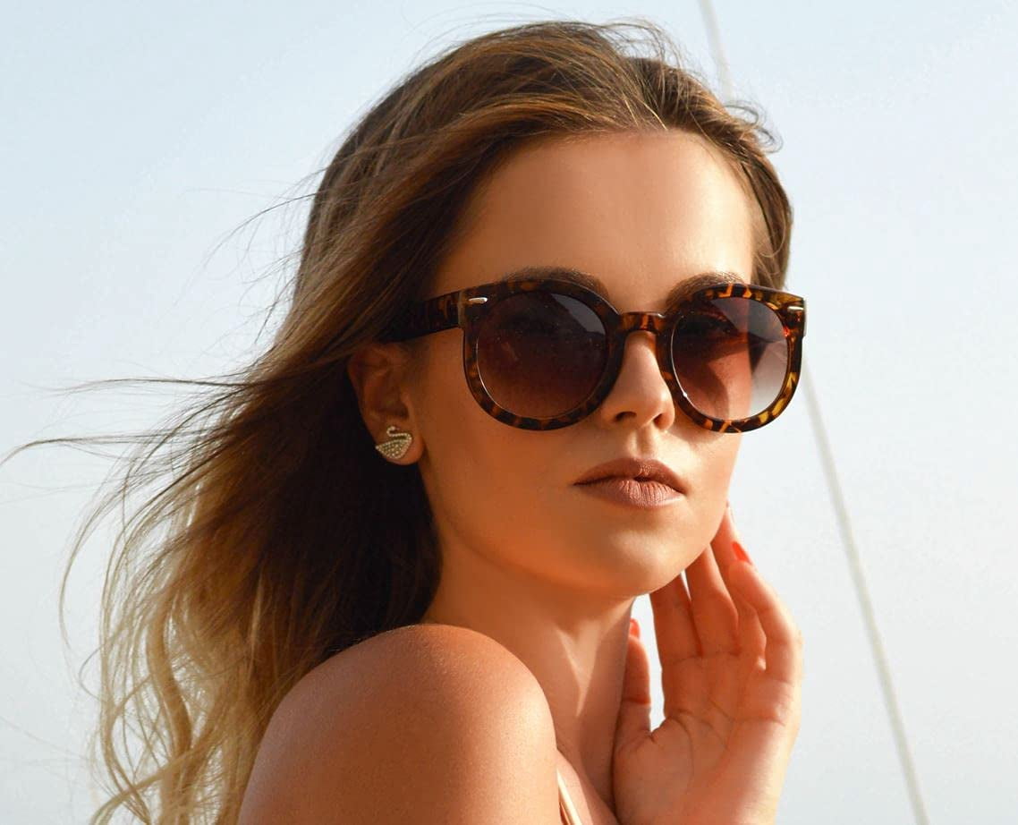grinderPUNCH Female Oversized Polarized Round Adult Sunglasses Thick Glasses Frame for Women