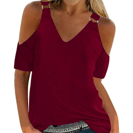 WIZUTIZ Corset Tops for Women Holiday Saving Loose Fit Retro Trendy Tee Ladies Athletic V-Neck Tshirt Oversize Short Sleeve Tops Tunics Plus Blouse Tshirts Fluffy Plain Solid T-shirt Wine XXL