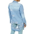 thumbnail image 5 of IROINNID Women's Denim Jacket Turndown Lapel Solid Color Long Sleeve Loose Casual Denim Jacket Loose Autumn Coat , Light blue, 5 of 9