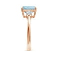 thumbnail image 3 of ANGARA Natural Cushion 2.7 ct Aquamarine & Diamond Three Stone Engagement Ring in 14K Rose Gold for Women (Size-9mm) | March Birthstone, Anniversary, Jewelry Gift for Women | Natural Aquamarine Ring, 3 of 9