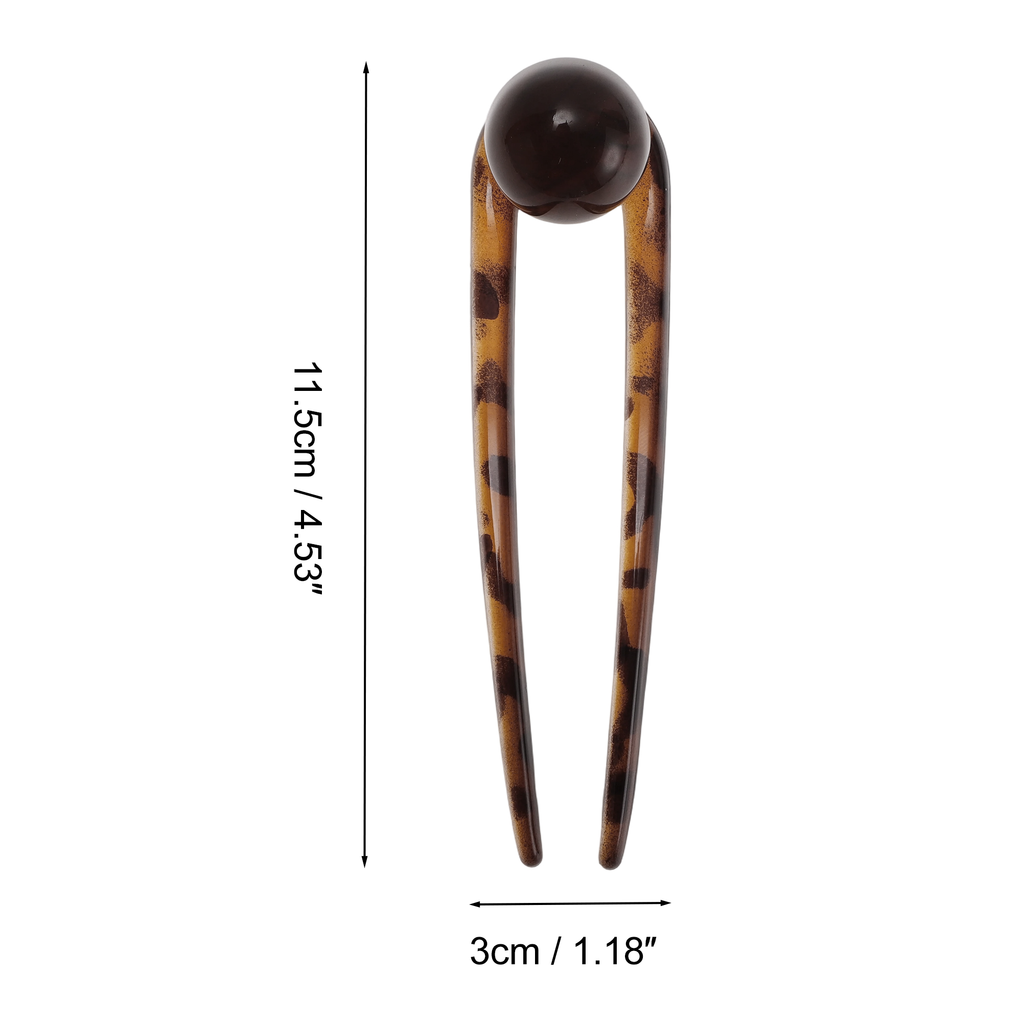 Unique Bargains U-shaped Hair Pin 4.53"x1.18" 1 Pc Glossy Brown, Transparent Yellow