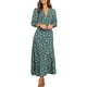 thumbnail image 3 of Sunloudy - Vestido largo de manga 3/4 para mujer, con botones y estampado floral, con cuello en V, informal, de cintura alta, estilo bohemio Sunloudy  S M L XL, 3 of 8