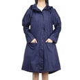 thumbnail image 1 of Bearachild Chubasquero impermeable y ligero para mujer, con capucha, para exteriores, senderismo, chaqueta larga, Poncho Paraguas de lluvia punto azul profundo L Bearachild JJ13982-07, 1 of 1
