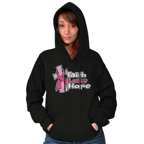 Faith Hope Love Breast Cancer Aware Hoodie Sweatshirt Women Brisco Brands S