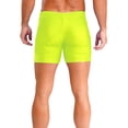 thumbnail image 4 of Hansber Men's Solid Color Gymnastics Sports Shorts Elastic Waistband Performance Training Bottoms Fluorescent Yellow L, 4 of 5