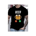 thumbnail image 1 of Short Sleeve Breathable Polyester Men's Funny Beer Pattern T-Shirt - Perfect for Summer Parties & outdoor activities, Novelty, Crew Neck, 1 of 6