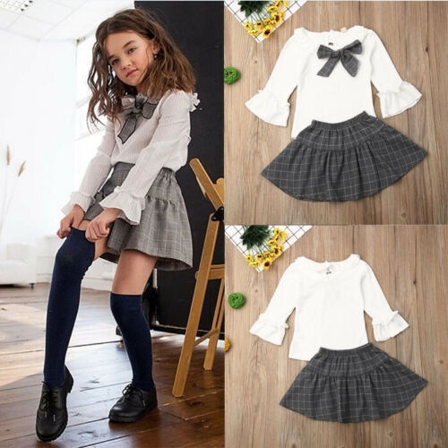 LiiYii Kids Girls Summer Matching Outfit Princess Birthday Gift Bowknot Lace 2PCS Suit Tops with Pleated Mesh Skirt Set