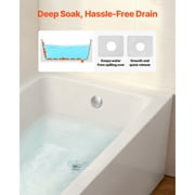 KFFKFF 60 x 30 Modern Alcove Acrylic Bathtub, Soaking Tub with Right-Hand Drain and Overflow, Spacious Rectangular Deep Bath for Bathroom with Built-In Flange, White