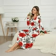 thumbnail image 3 of SEANATIVE Long Sleeve Nightgowns for Women Soft Sleepshirt Night Gown, Women's Pajama Dress with Partial Buttons, Cozy Ankle Length Nightdress, XL, Red Rose White, 3 of 7