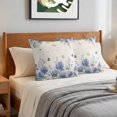 thumbnail image 6 of Pillow Covers 26x26 Set of 2, Blue Hydrangea Throw Pillow Covers Decorative Couch Cushion Cover, Farmhouse Floral Butterflies Rustic Beige Microfiber Soft Pillowcases for Bedroom Living Room Sofa, 6 of 9